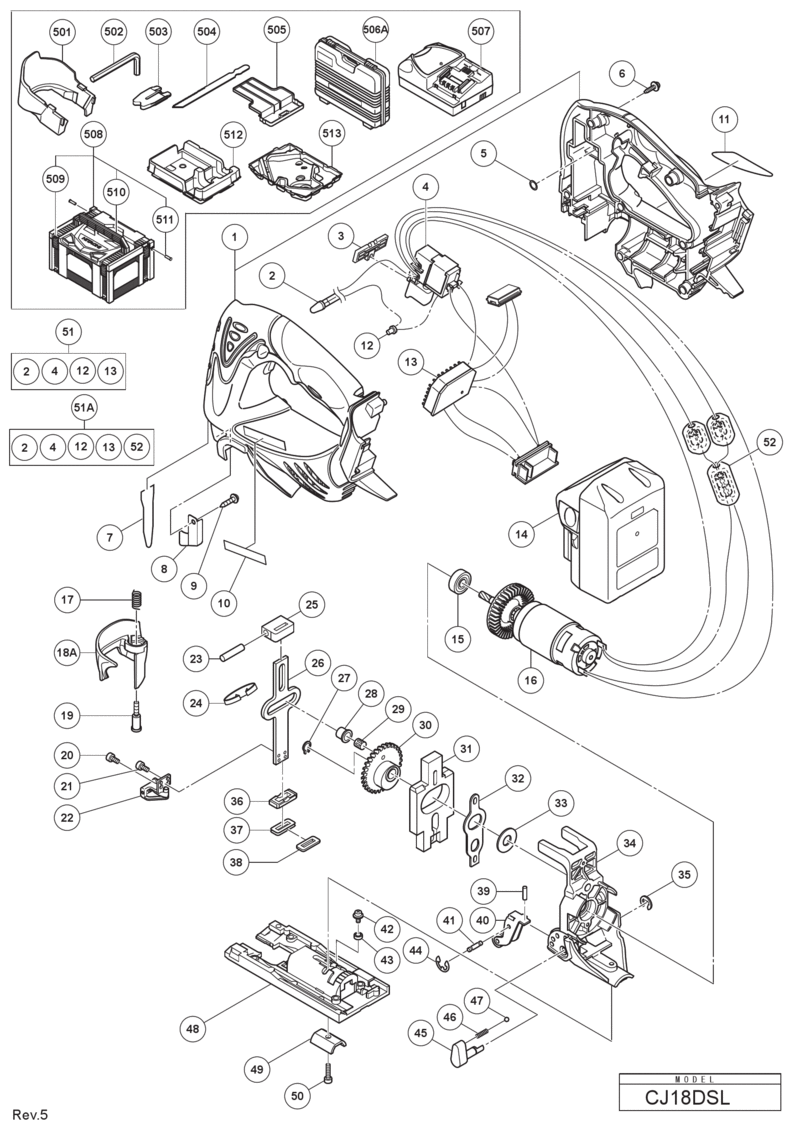 Запчасти, схема и деталировка Hitachi CJ18DSL