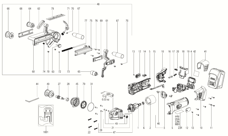 Запчасти, схема и деталировка METABO RB 18 LTX 60 (6.00192.85) (ТИП 00192000)