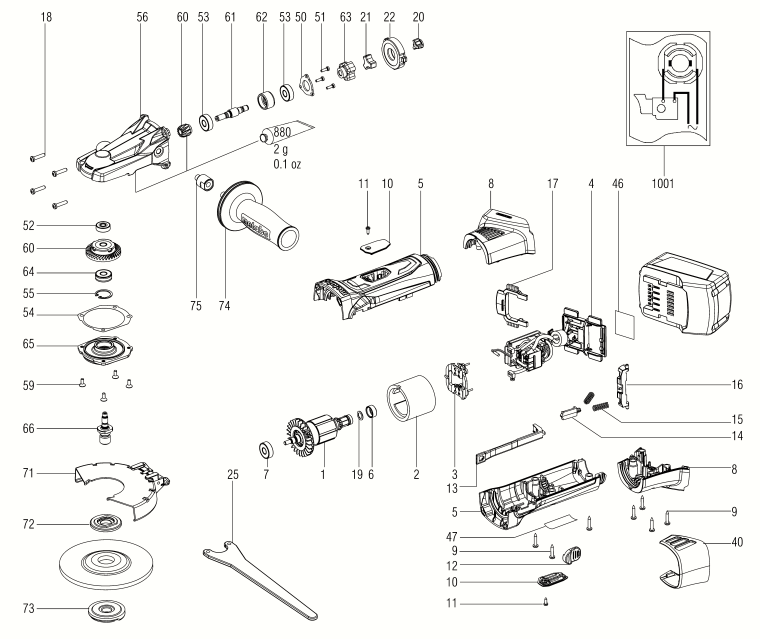 Запчасти, схема и деталировка METABO WF 18 LTX 125 QUICK (6.01306.89) (ТИП 01306000)