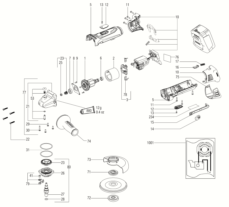 Запчасти, схема и деталировка METABO W 18 LTX 125 QUICK INOX (6.00174.85) (ТИП 00174420)