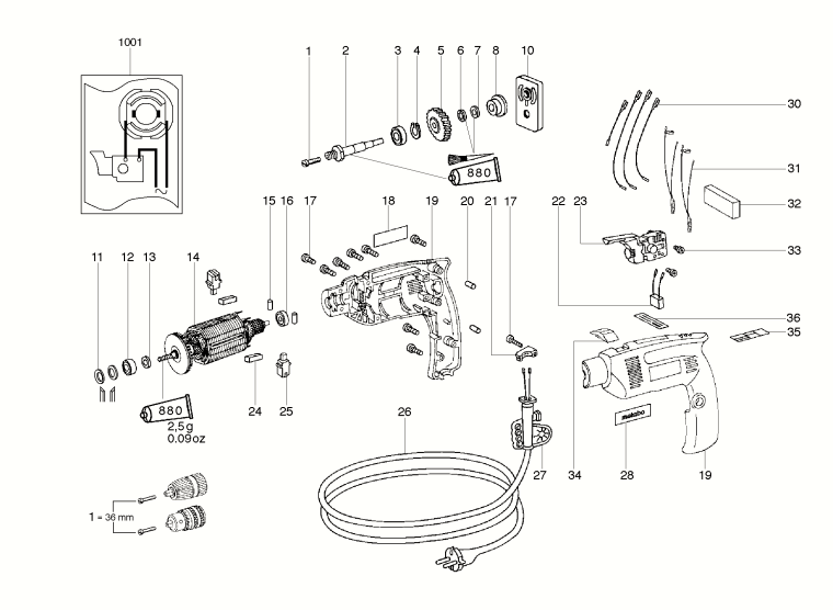 Запчасти, схема и деталировка Metabo BE 560 (ТИП 00557100)