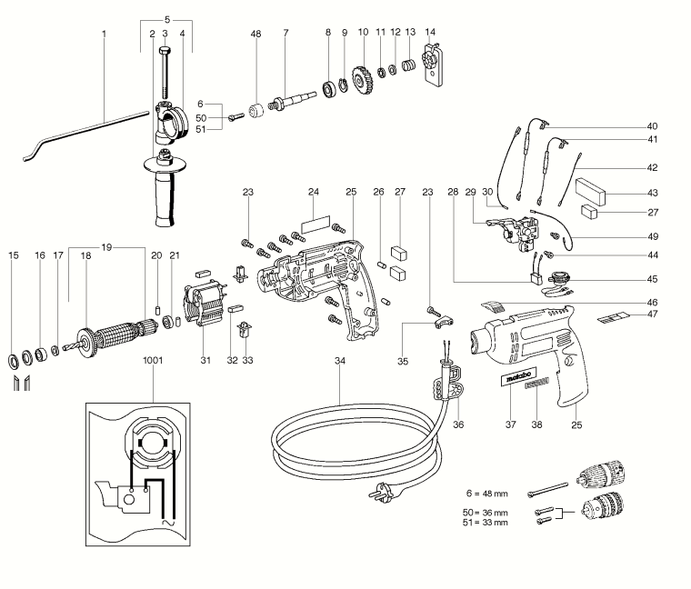 Запчасти, схема и деталировка Metabo SBE 600 R+L IMPULS (6.00607.00) (ТИП 00607001)