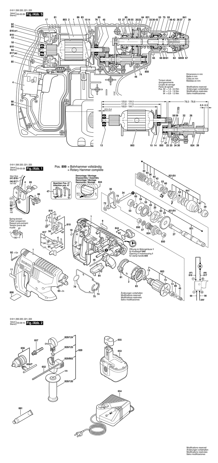 Запчасти, схема и деталировка Bosch GBH 24 V (ТИП 0611256220) (ЧАСТЬ 1)