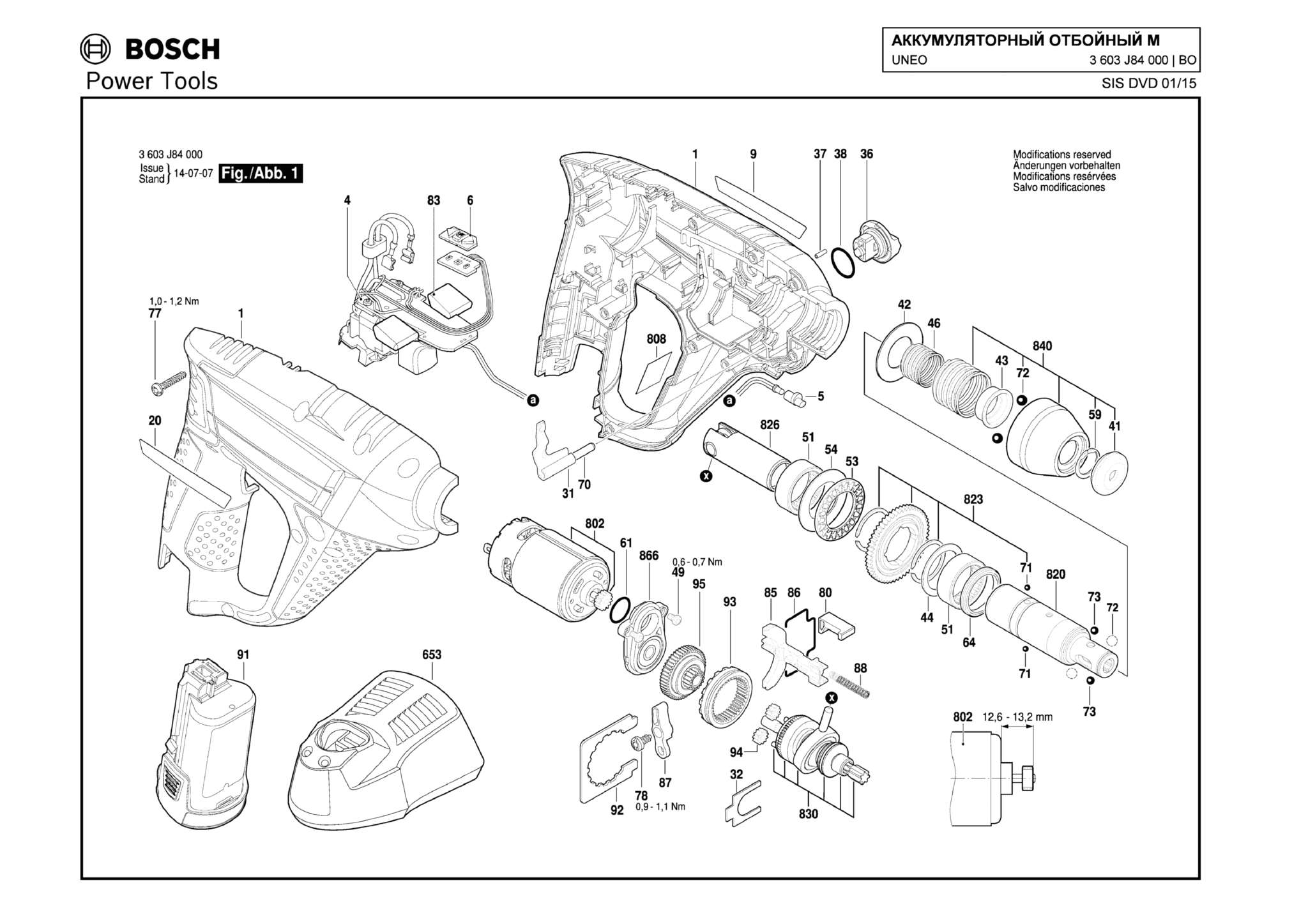 Запчасти, схема и деталировка Bosch UNEO (ТИП 3603J84000)