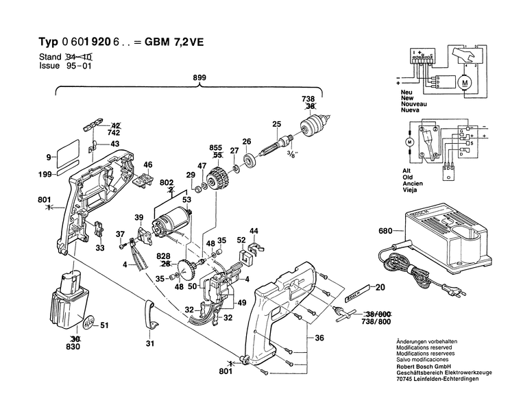 Запчасти, схема и деталировка Bosch GBM 7,2 VE (ТИП 0601920623)