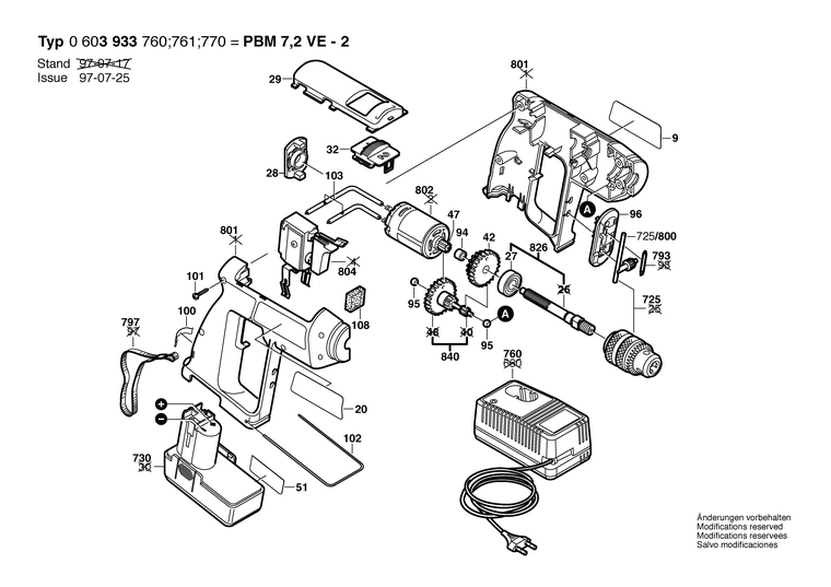 Запчасти, схема и деталировка Bosch PBM 7,2 VE-2 (ТИП 0603933760)