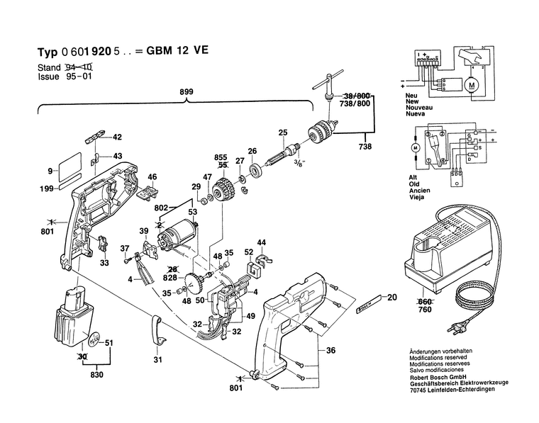 Запчасти, схема и деталировка Bosch GBM 12 VE (ТИП 0601920520)