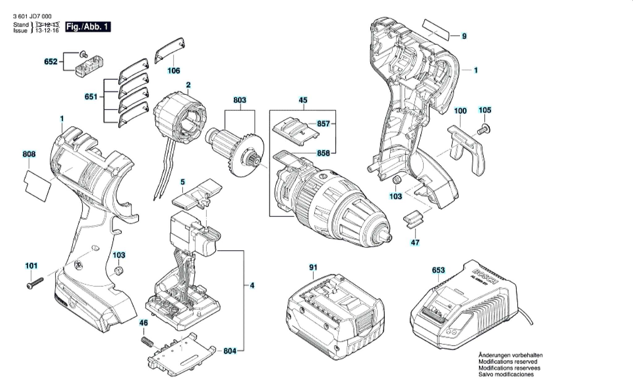 Запчасти, схема и деталировка Bosch GSB 14,4 V-EC (ТИП 3601JD7000)