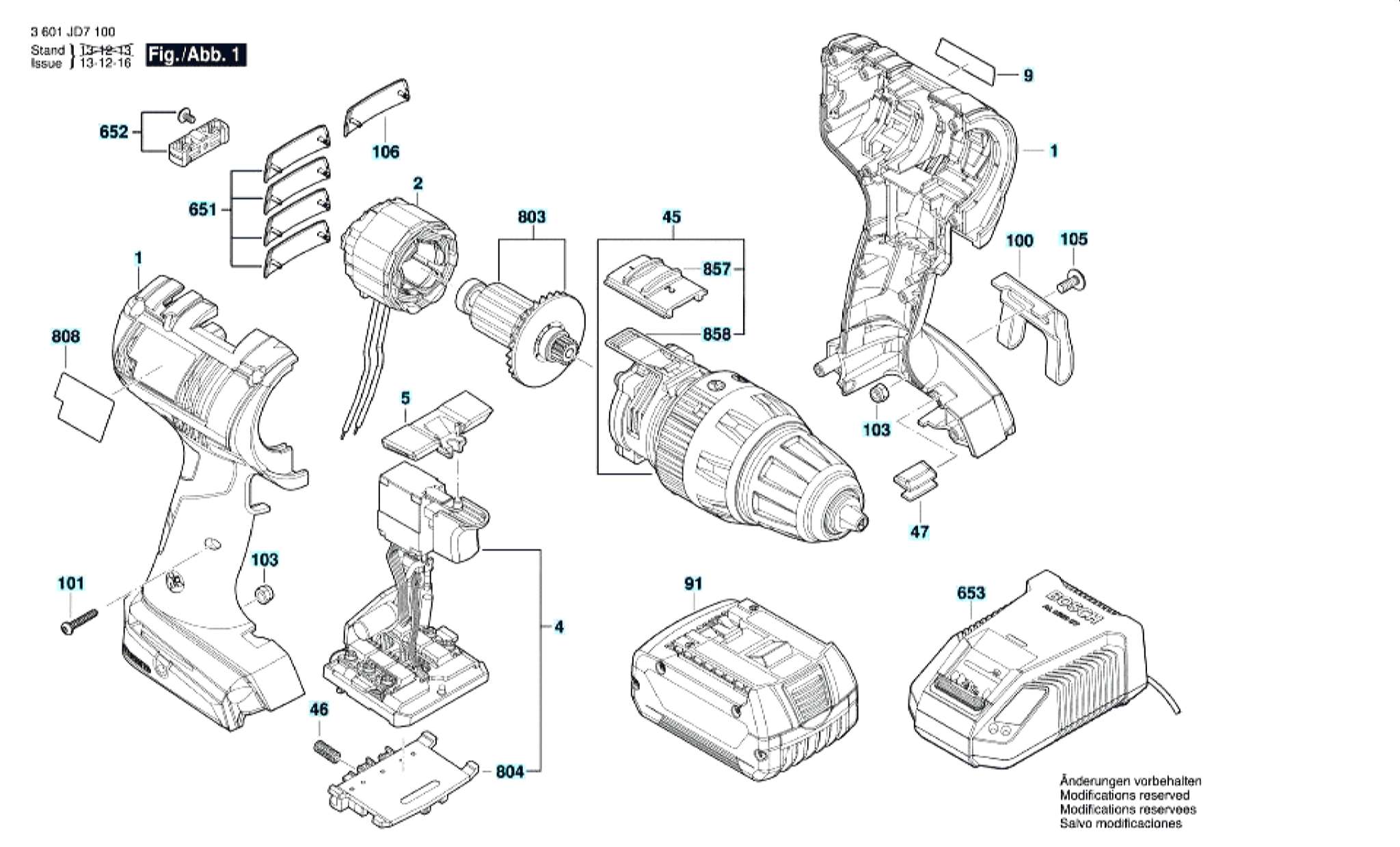 Запчасти, схема и деталировка Bosch GSB 18 V-EC (ТИП 3601JD7100)
