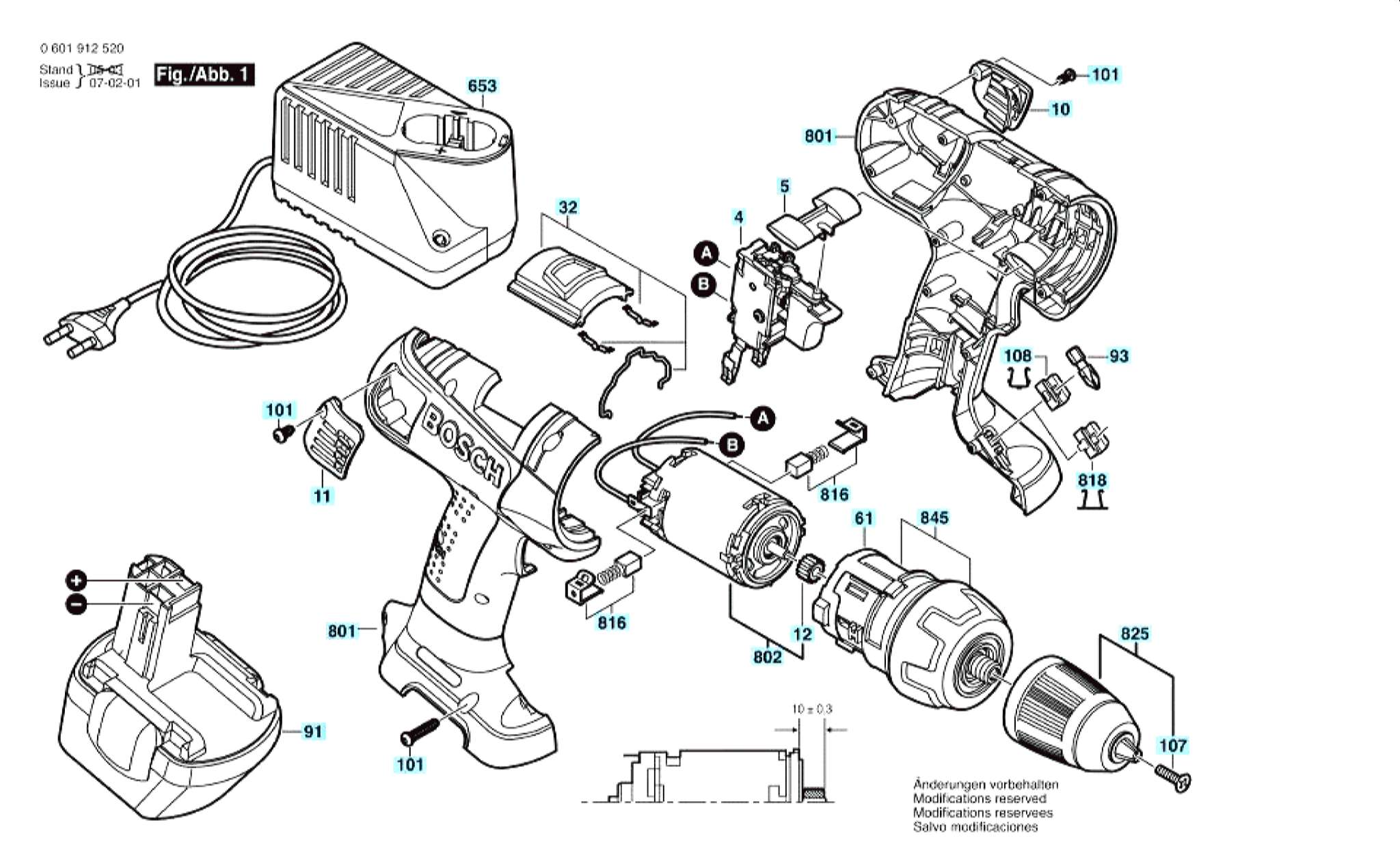 Запчасти, схема и деталировка Bosch GSR 12 VE-2 (ТИП 0601912520)
