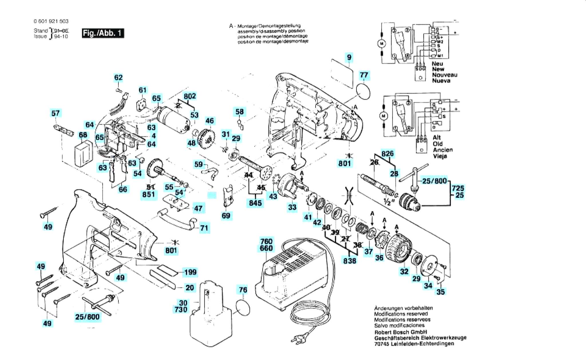 Запчасти, схема и деталировка Bosch GSR 12 VES (ТИП 0601921503)