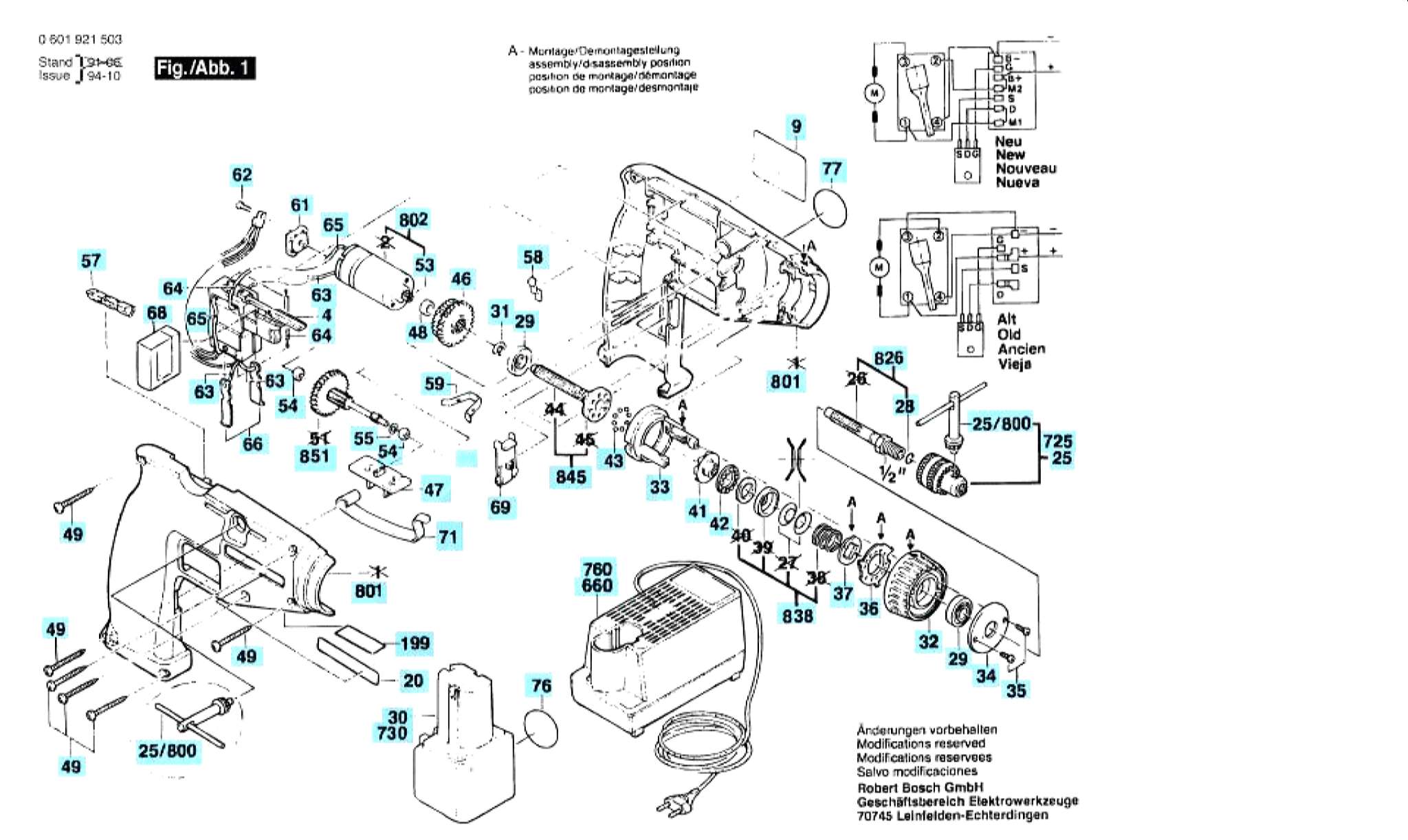 Запчасти, схема и деталировка Bosch GSR 12 VES (ТИП 0601921520)