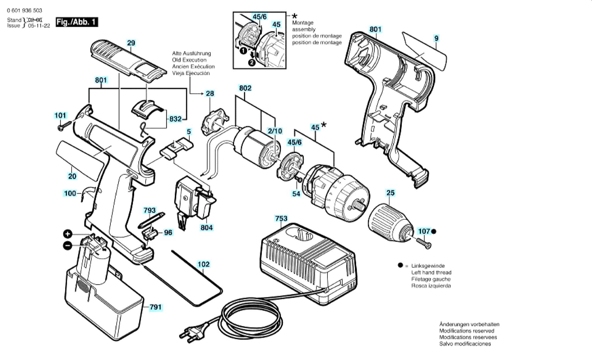 Запчасти, схема и деталировка Bosch GSR 12 VES-2 (ТИП 0601936503)