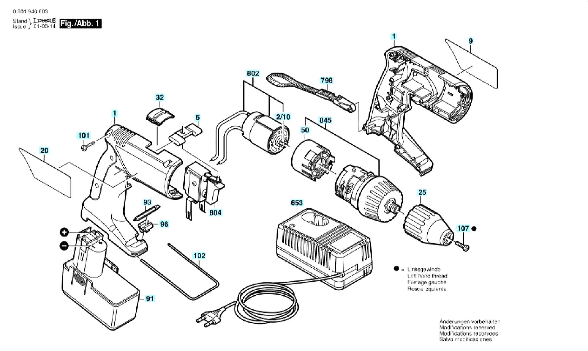 Запчасти, схема и деталировка Bosch GSR 12 VPE-2 (ТИП 0601946503)