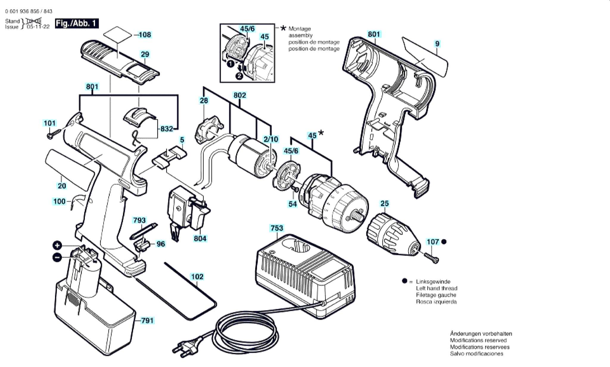 Запчасти, схема и деталировка Bosch GSR 12 VSH-2 (ТИП 0601936820)