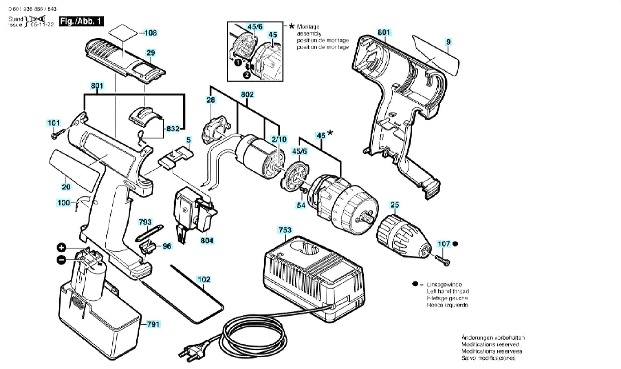 Запчасти, схема и деталировка Bosch GSR 12 VSH-2 (ТИП 0601936885)