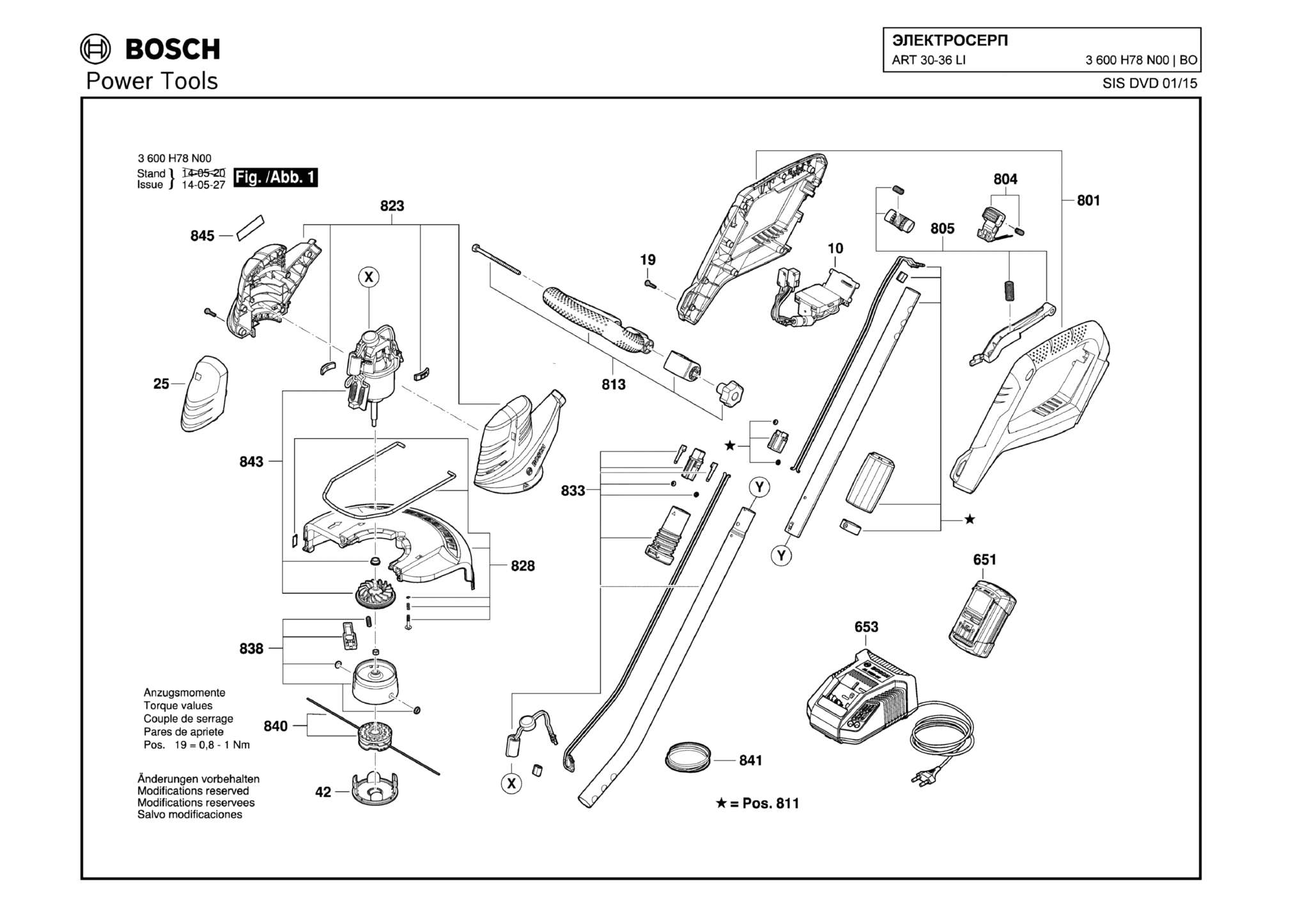 Запчасти, схема и деталировка Bosch ART 30-36 LI (ТИП 3600H78N00)