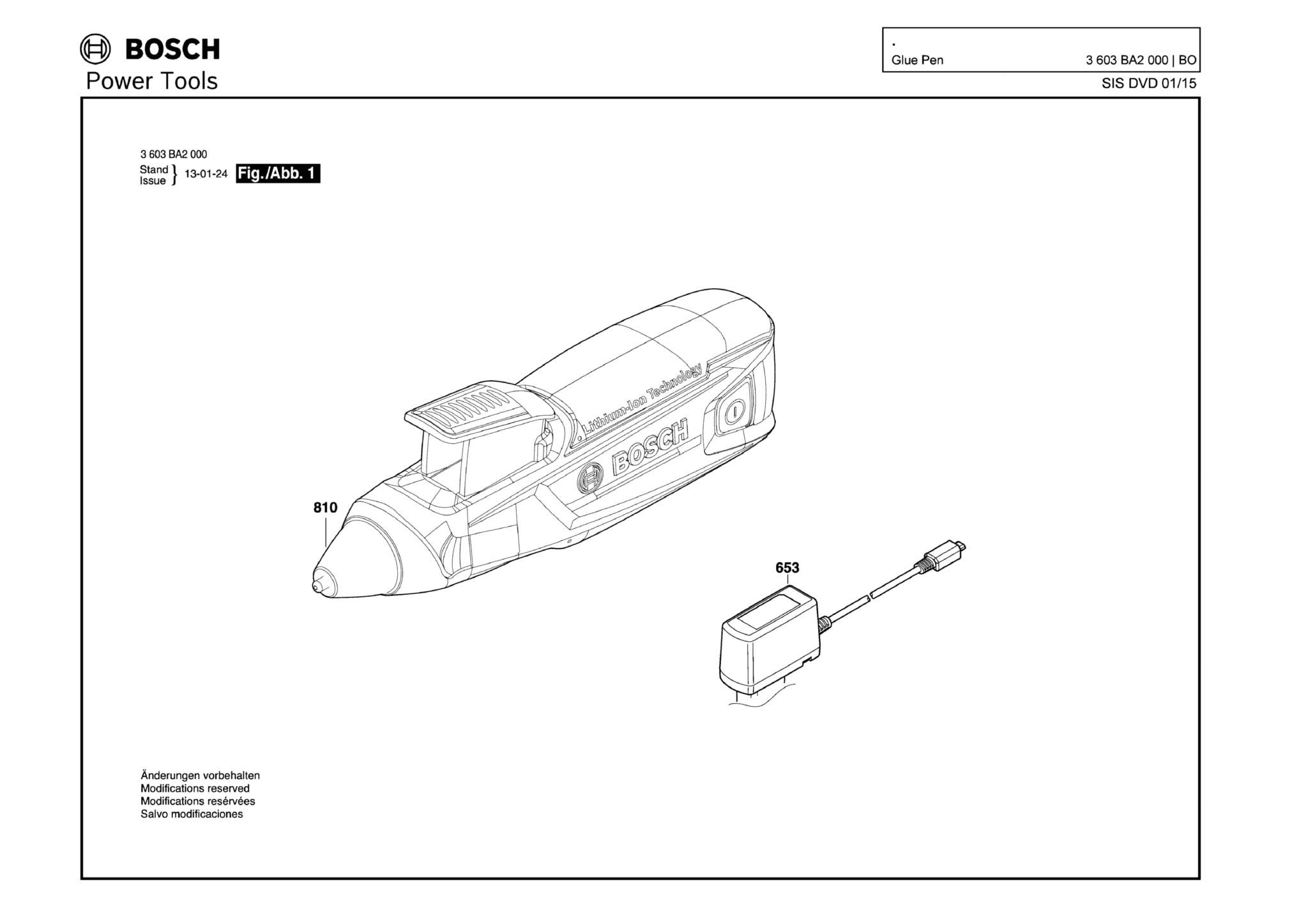 Запчасти, схема и деталировка Bosch GLUE PEN (ТИП 3603BA2000)