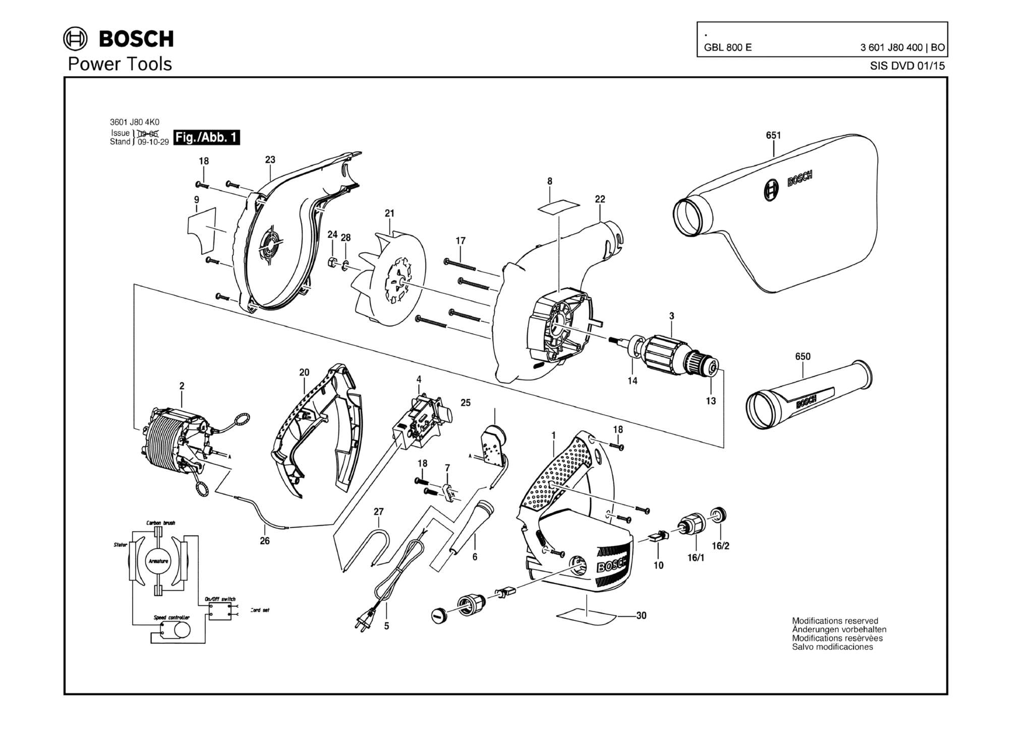 Запчасти, схема и деталировка Bosch GBL 800 E (ТИП 3601J80400)