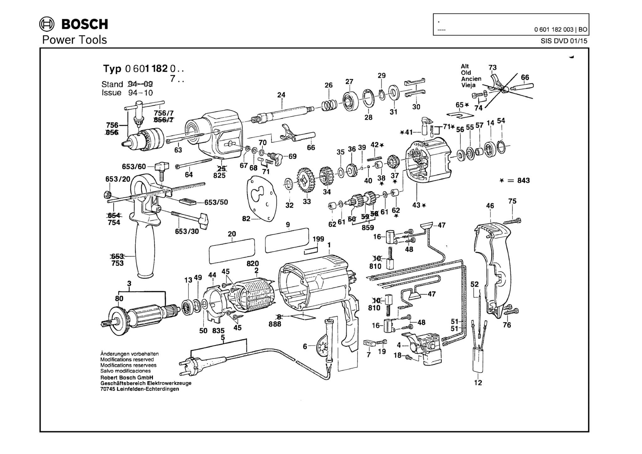 Запчасти, схема и деталировка Bosch (ТИП 0601182003)
