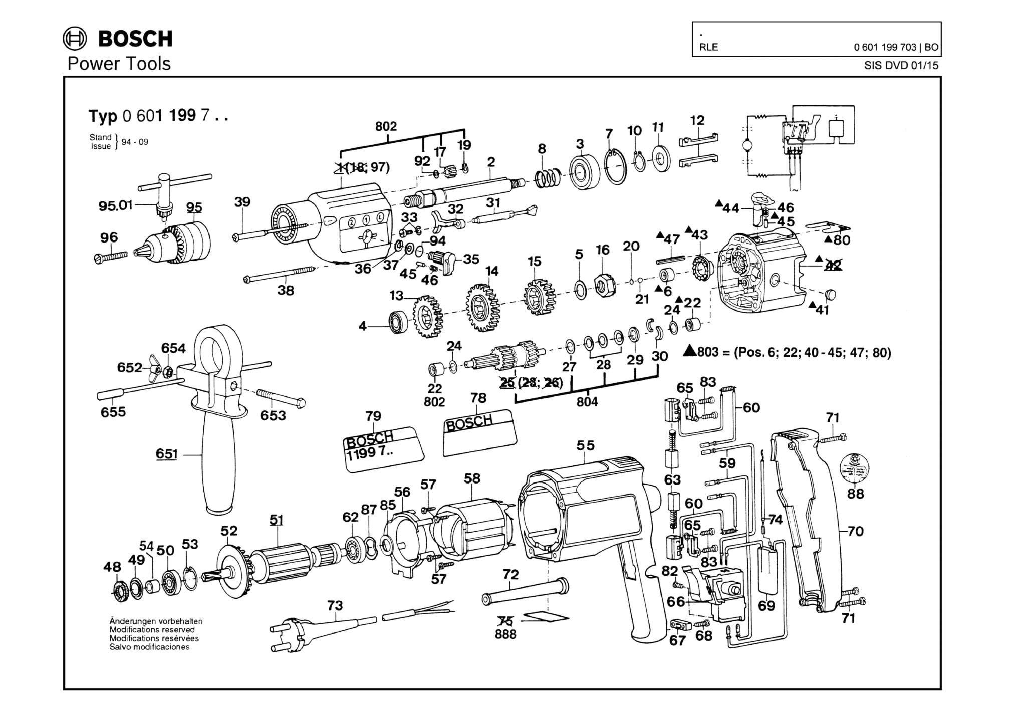 Запчасти, схема и деталировка Bosch (ТИП 0601199703)