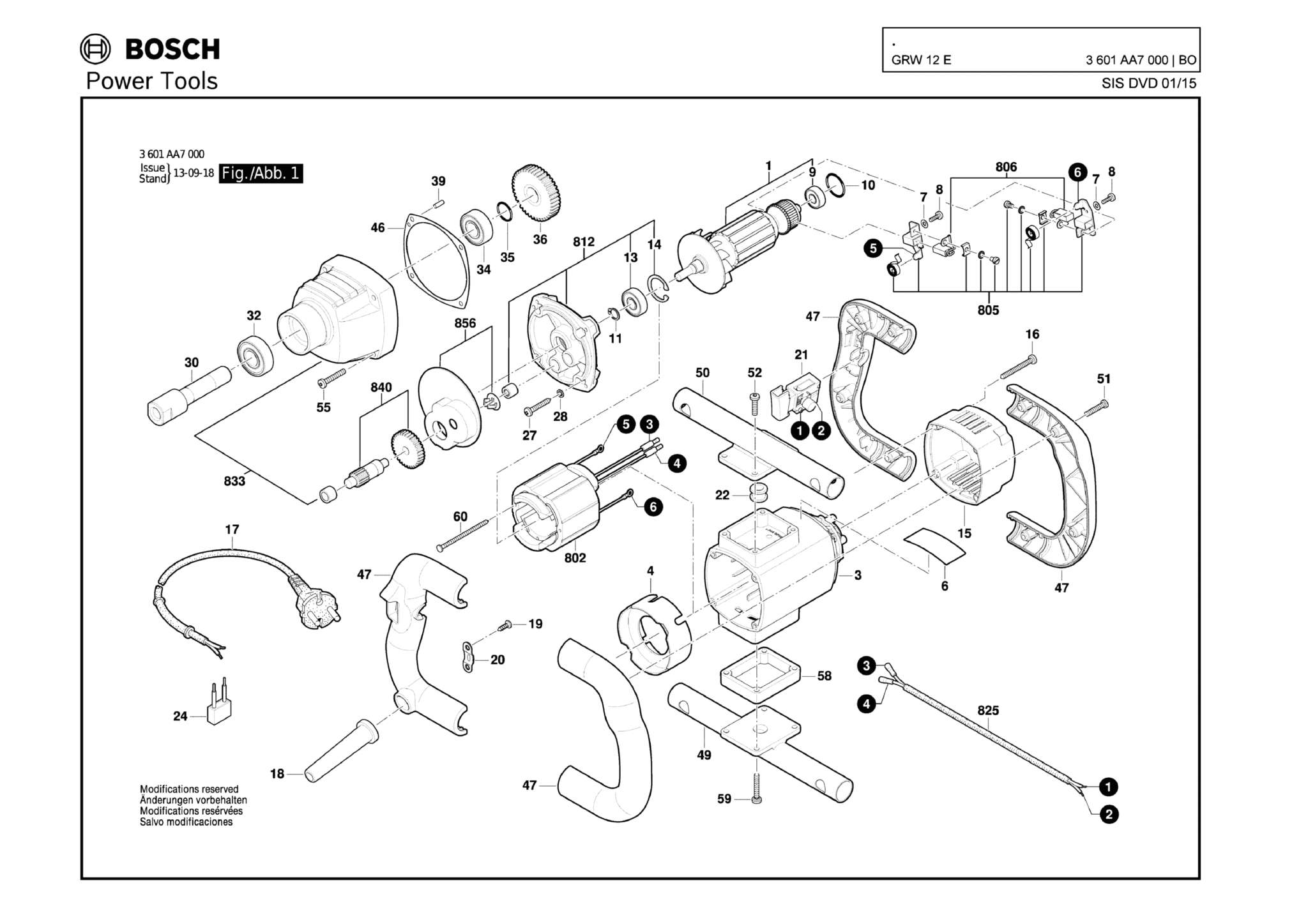 Запчасти, схема и деталировка Bosch GRW 12 E (ТИП 3601AA7000)