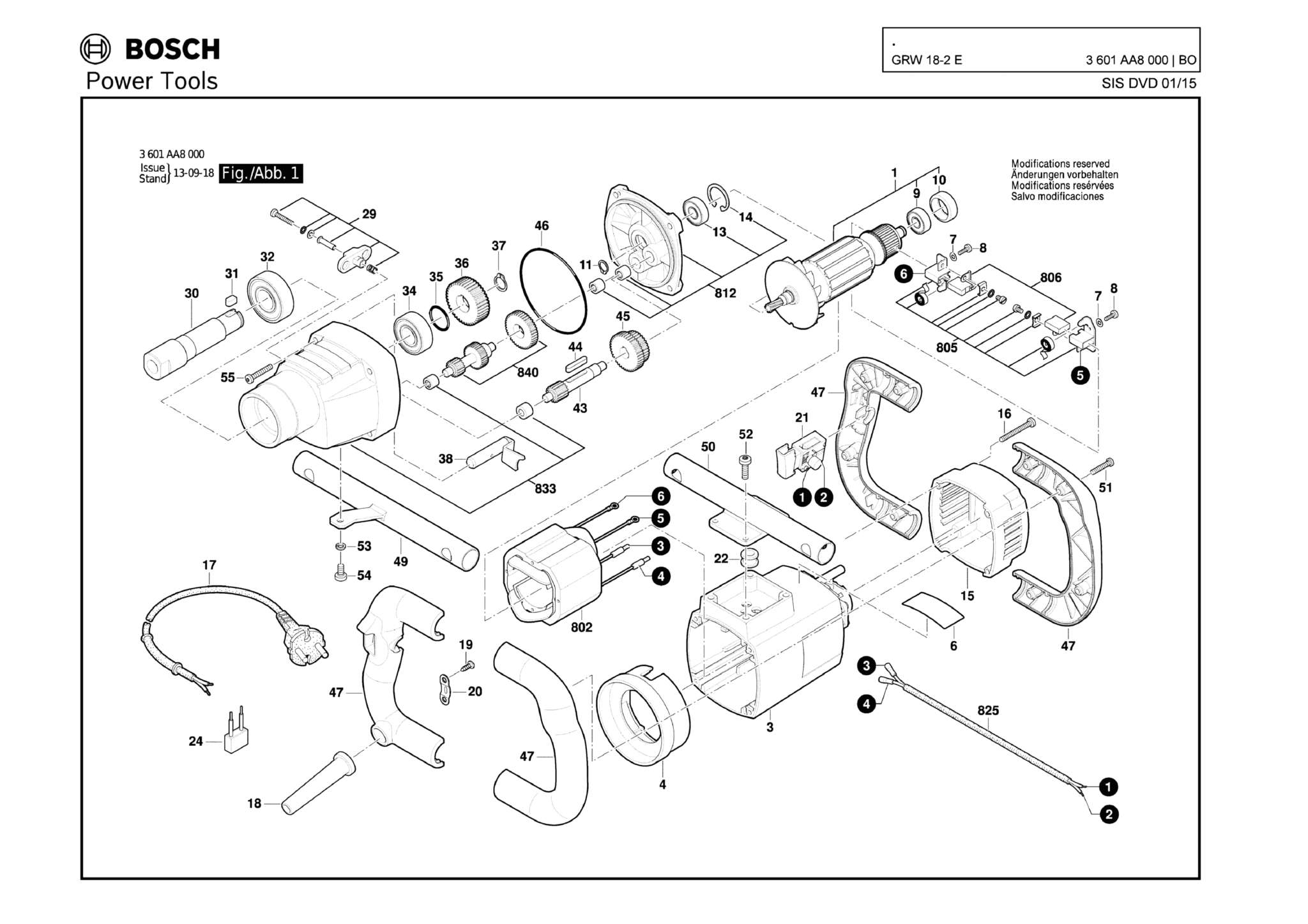 Запчасти, схема и деталировка Bosch GRW 18-2 E (ТИП 3601AA8000)