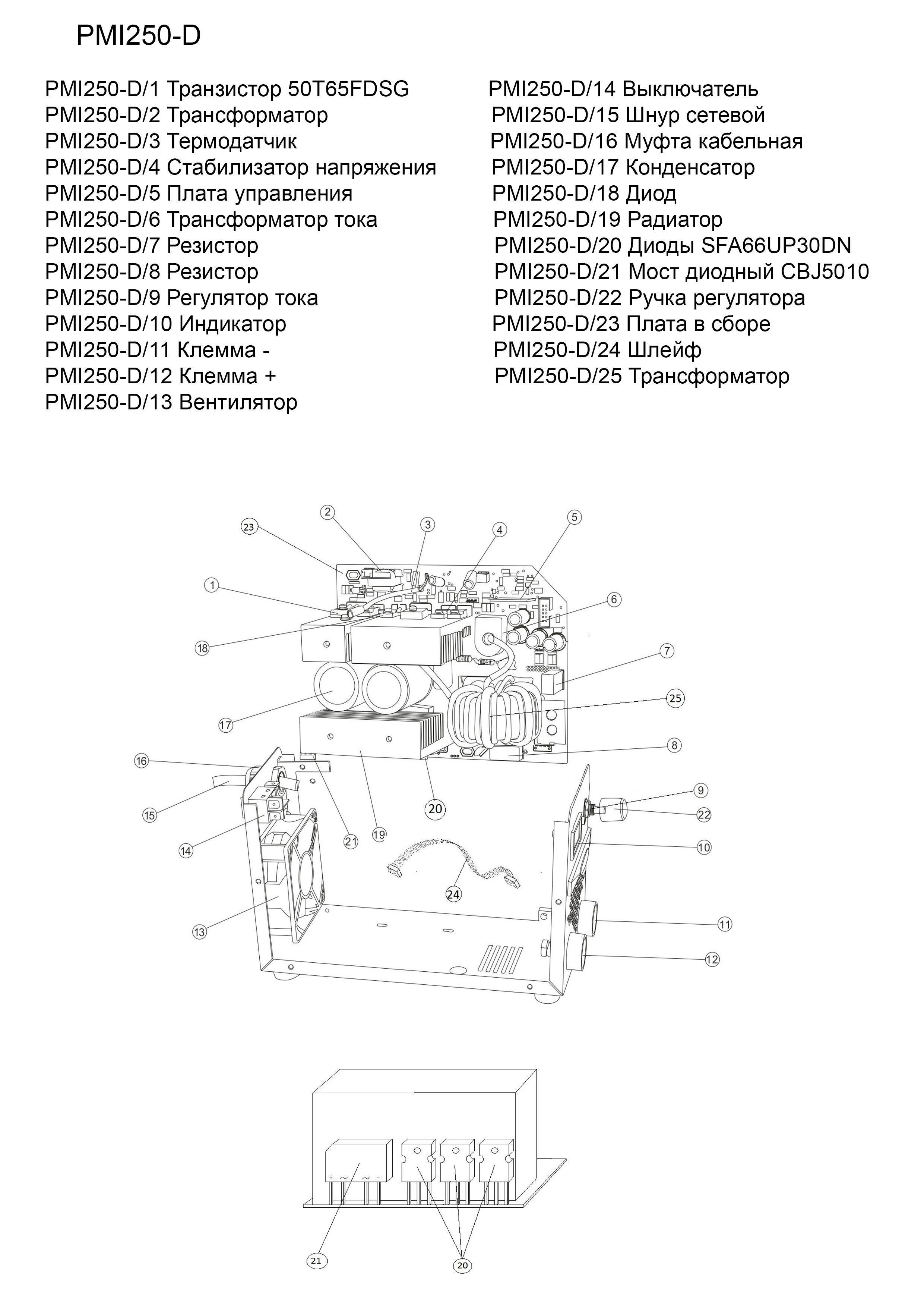 Запчасти, схема и деталировка P.I.T. РМI 250-D IGBT