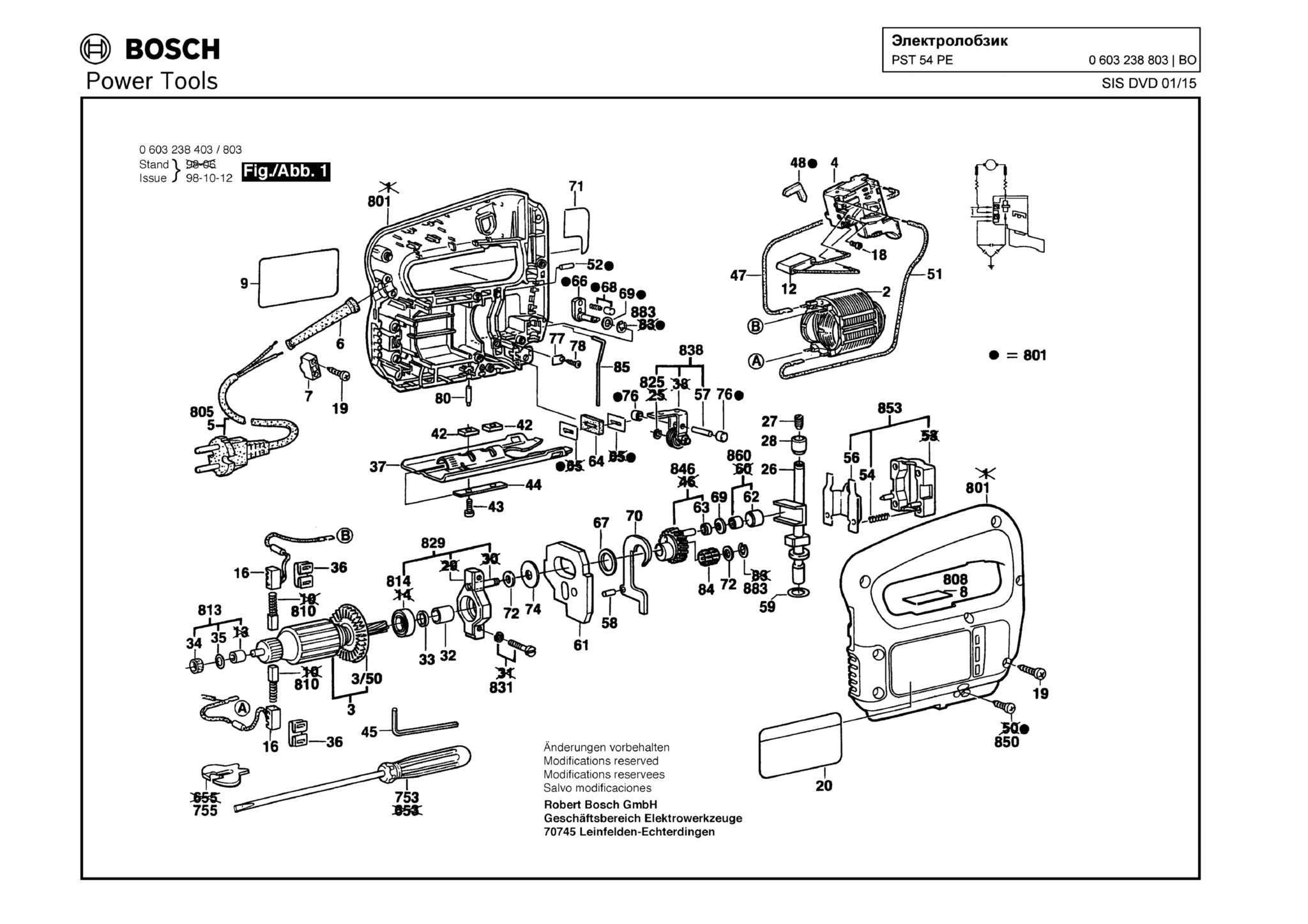 Запчасти, схема и деталировка Bosch PST 54 PE (ТИП 603238803)
