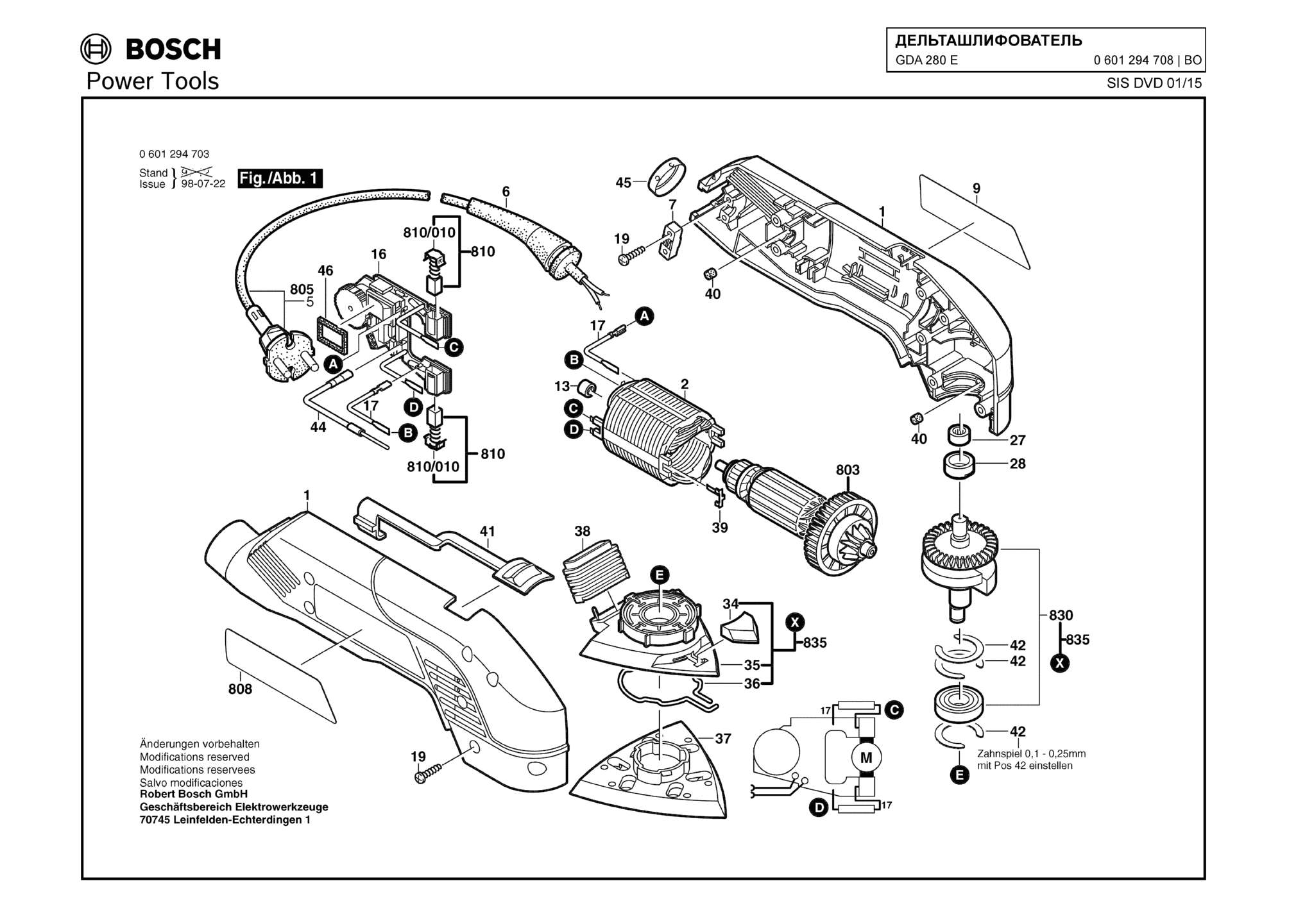 Запчасти, схема и деталировка Bosch GDA 280 E (ТИП 0601294708)