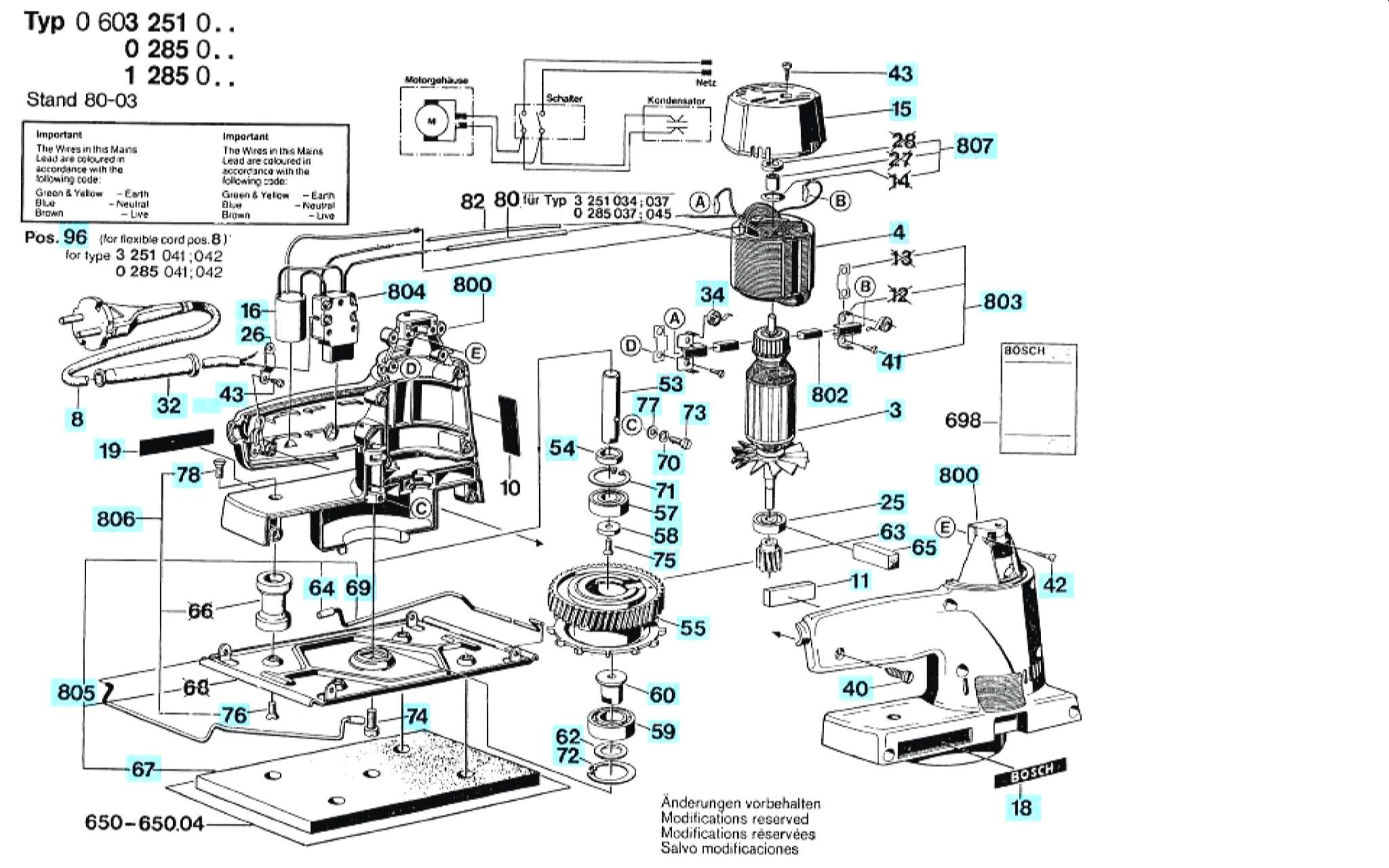 Запчасти, схема и деталировка Bosch (ТИП 0601285003)