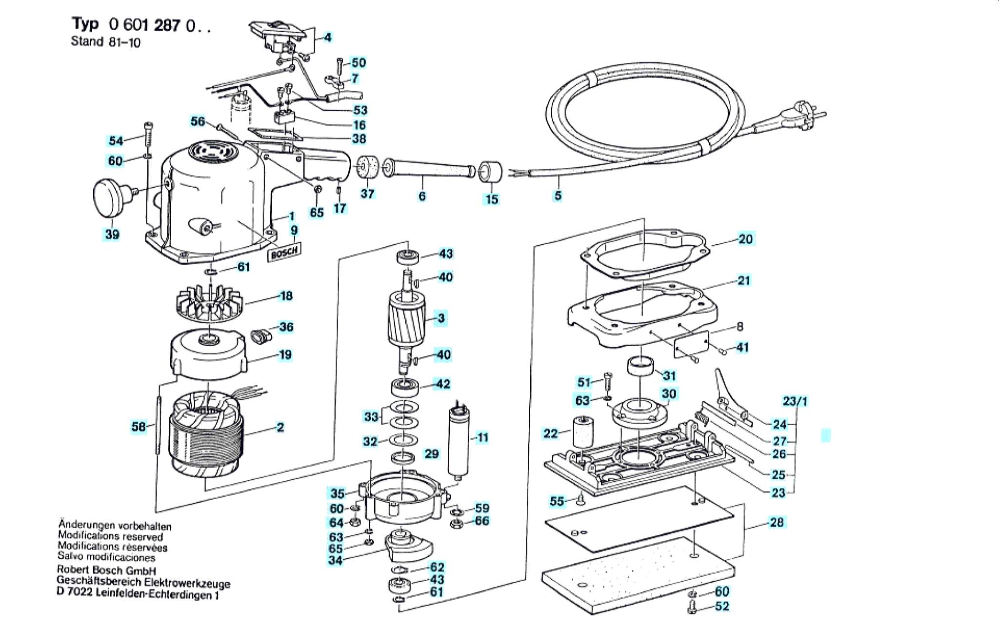 Запчасти, схема и деталировка Bosch (ТИП 0601287003)