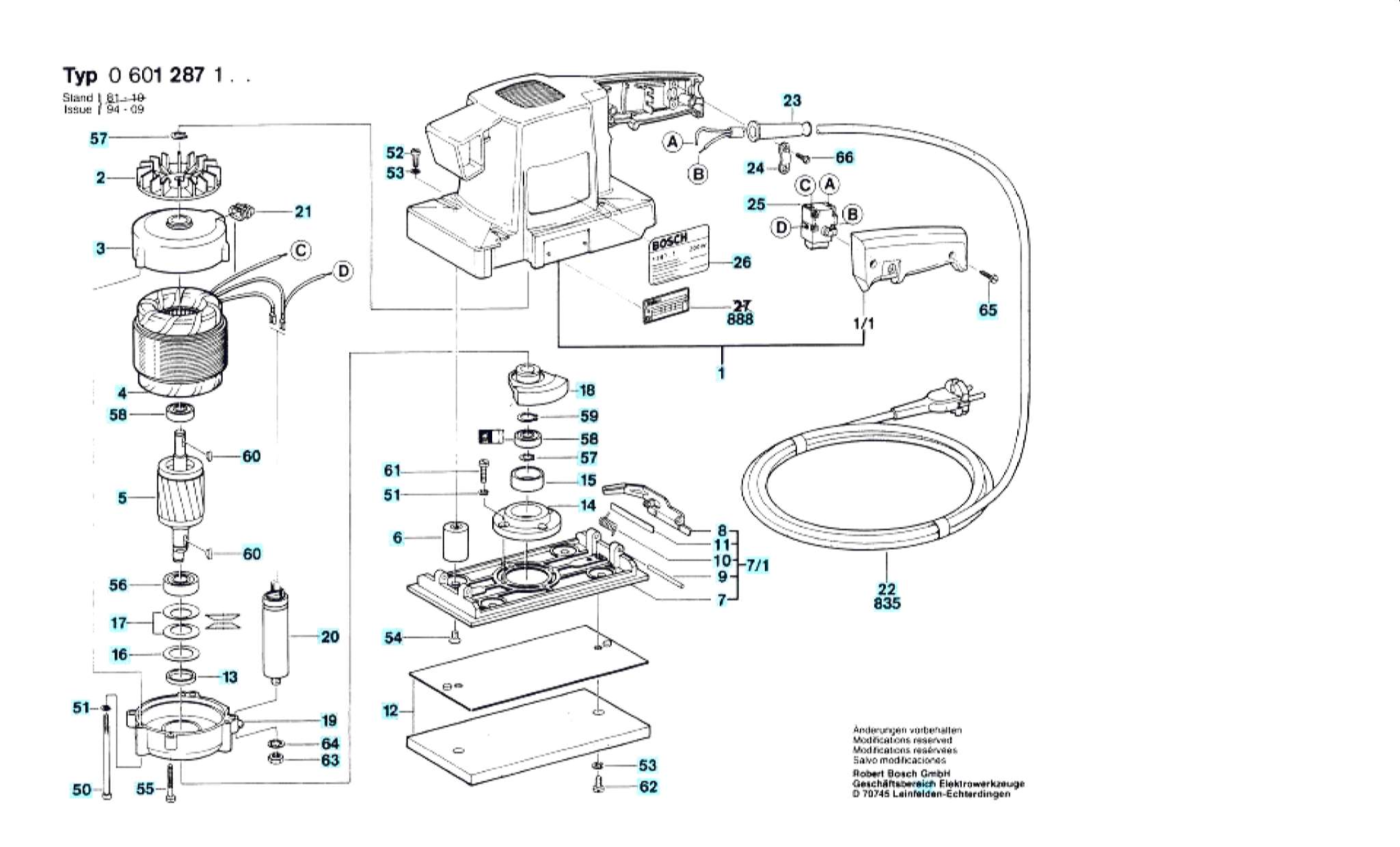Запчасти, схема и деталировка Bosch (ТИП 0601287103)