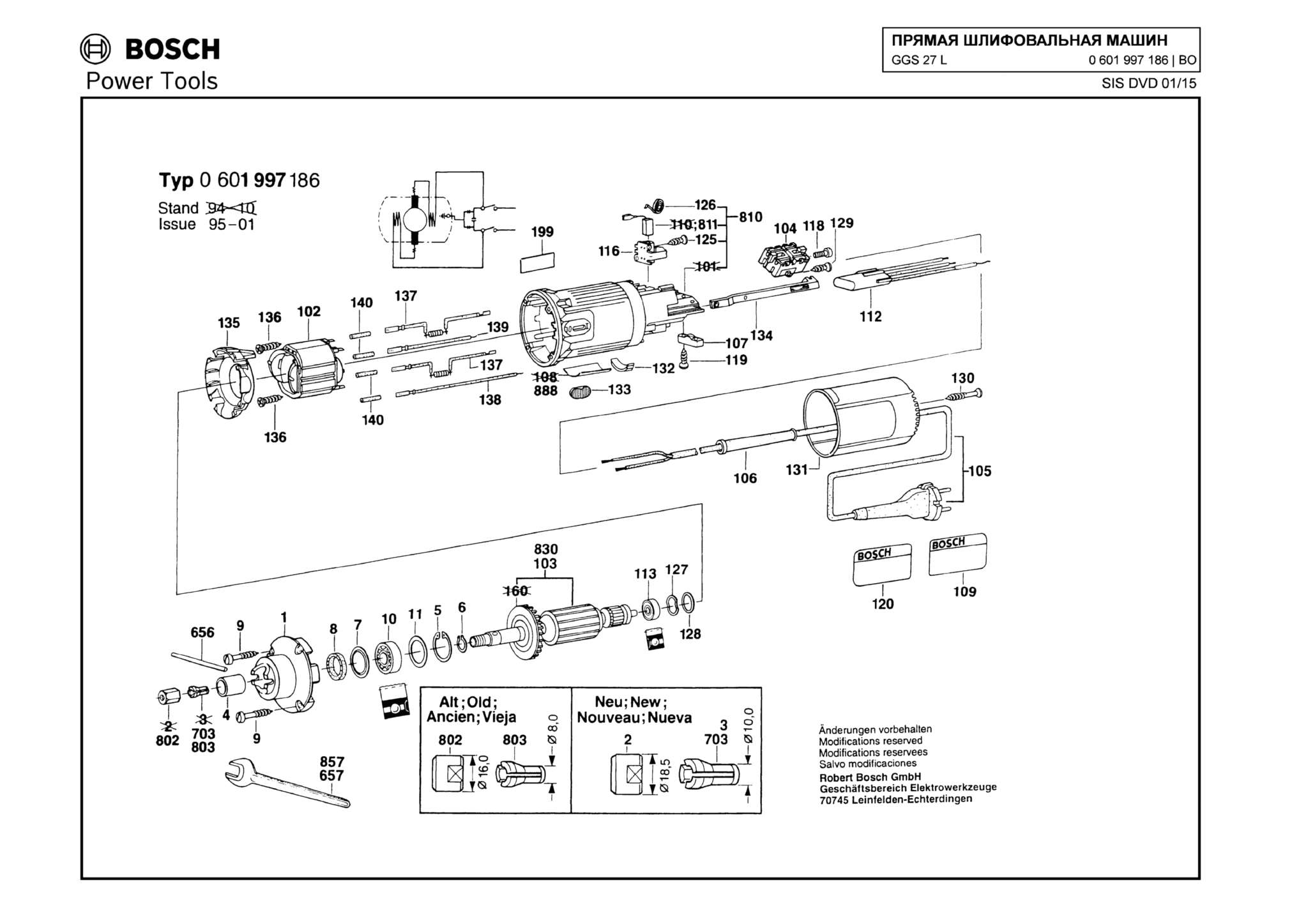Запчасти, схема и деталировка Bosch GGS 27 L (ТИП 0601997186)