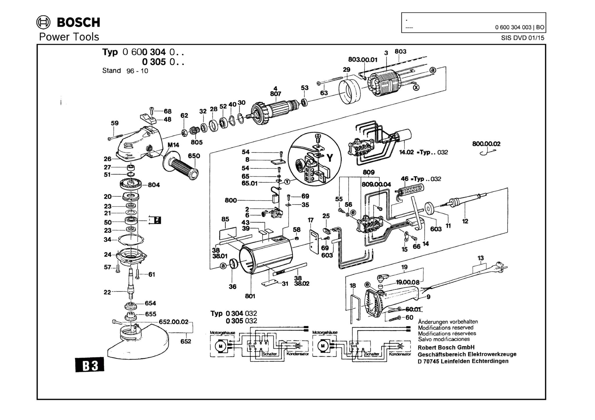 Запчасти, схема и деталировка Bosch (ТИП 0600304003)