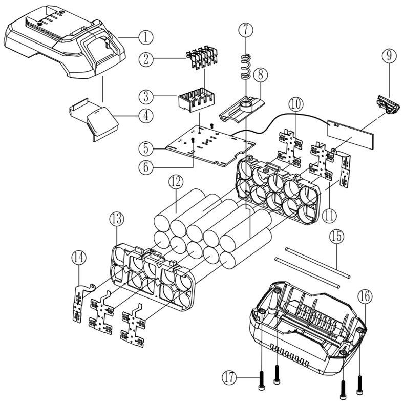 Запчасти, схема и деталировка Аккумуляторная батарея Li-Ion, 18 В, C1 АКБ-18-3 С1