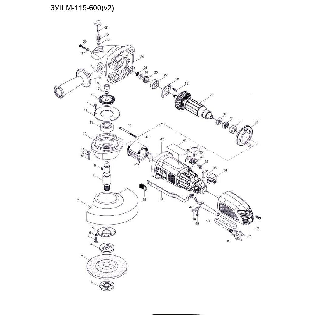 Запчасти, схема и деталировка Машина углошлифовальная ЗУШМ-115-600