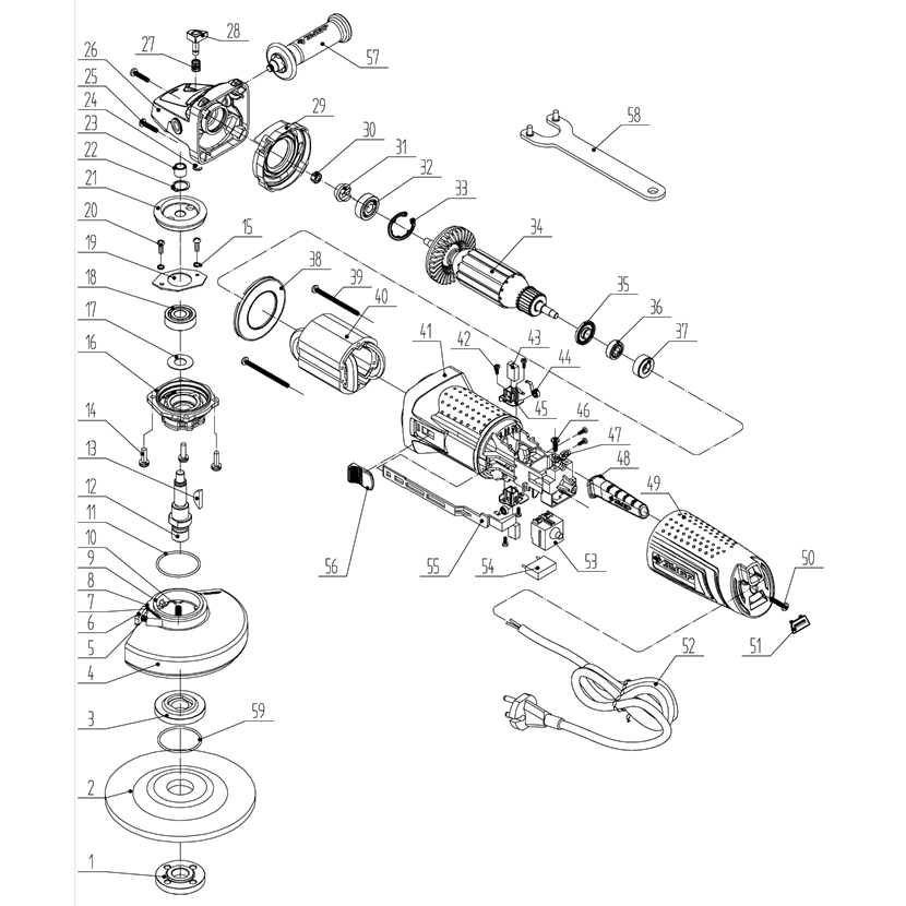 Запчасти, схема и деталировка Машина углошлифовальная УШМ-П125-850