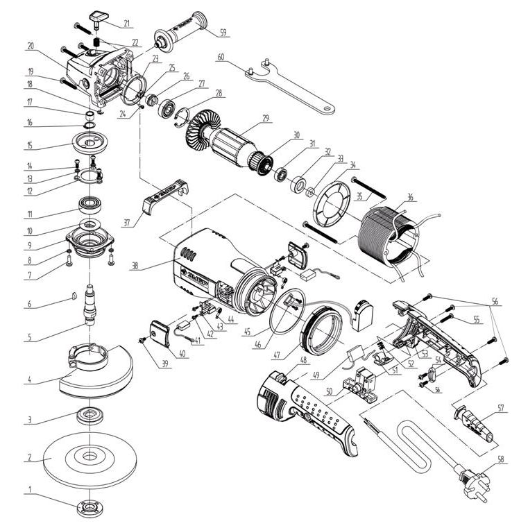 Запчасти, схема и деталировка Машина углошлифовальная, регулировка оборотов УШМ-П125-1400 ЭПСТ