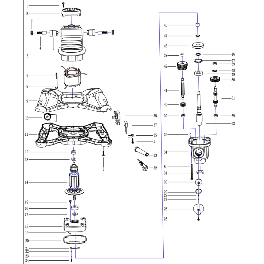 Запчасти, схема и деталировка Миксер строительный, 2 скорости МР-1050-1