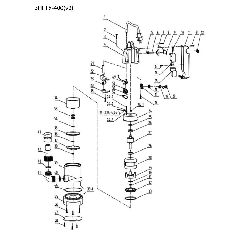 Запчасти, схема и деталировка Насос дренажный ЗНПГУ-400