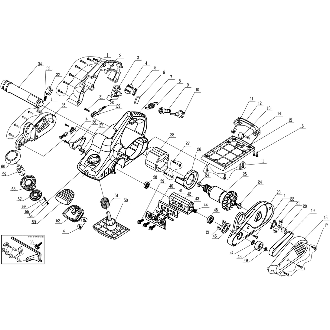 Запчасти, схема и деталировка Рубанок электрический ЗР-1100-110