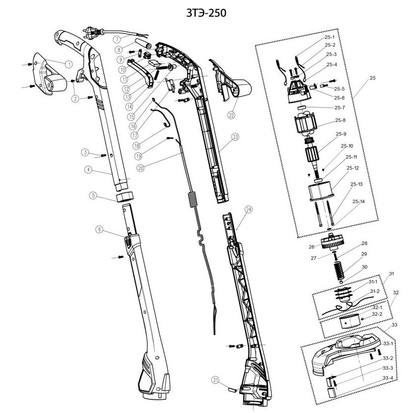 Запчасти, схема и деталировка Триммер электрический ЗТЭ-250