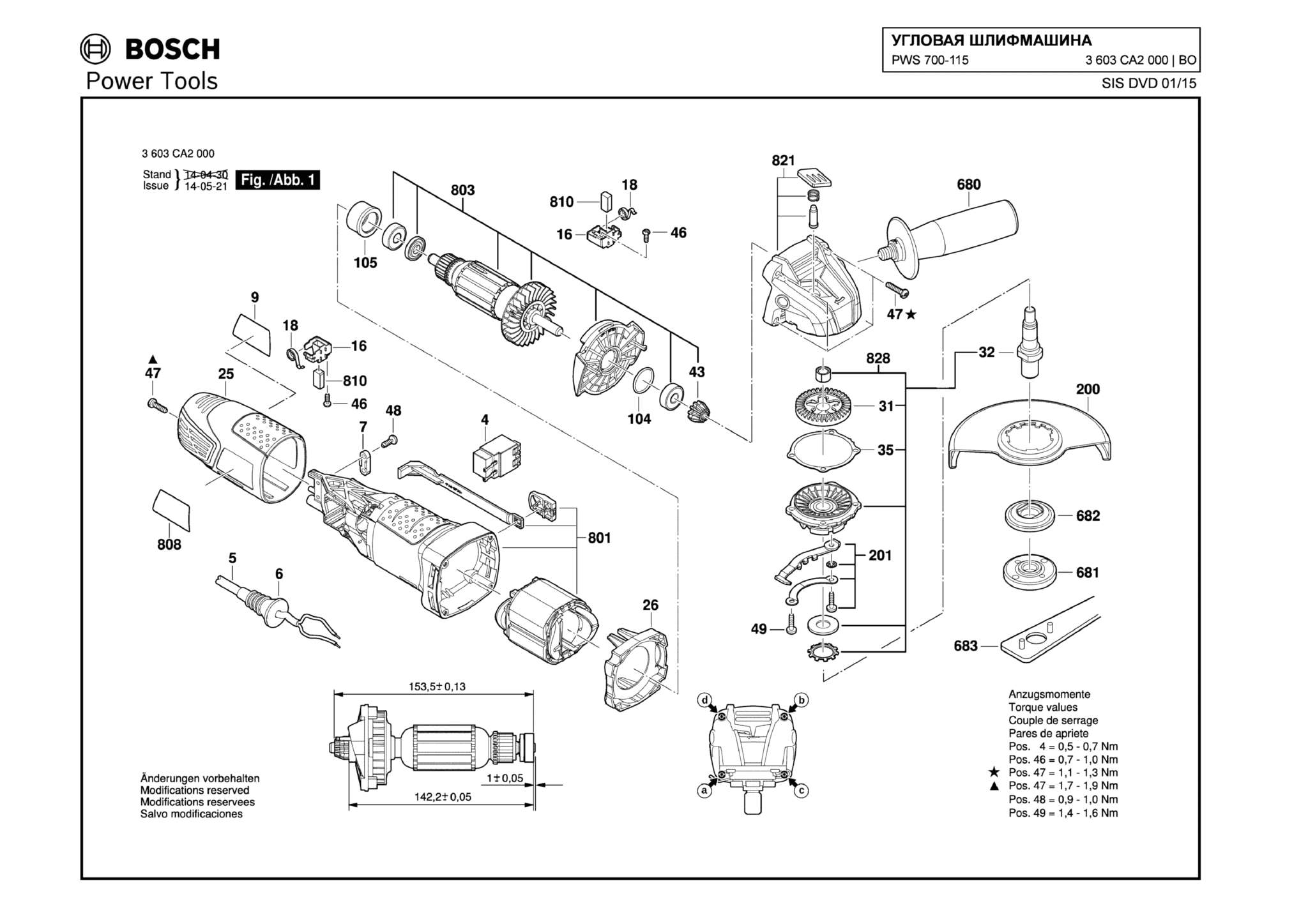 Запчасти, схема и деталировка Bosch PWS 700-115 (ТИП 3603CA2000)
