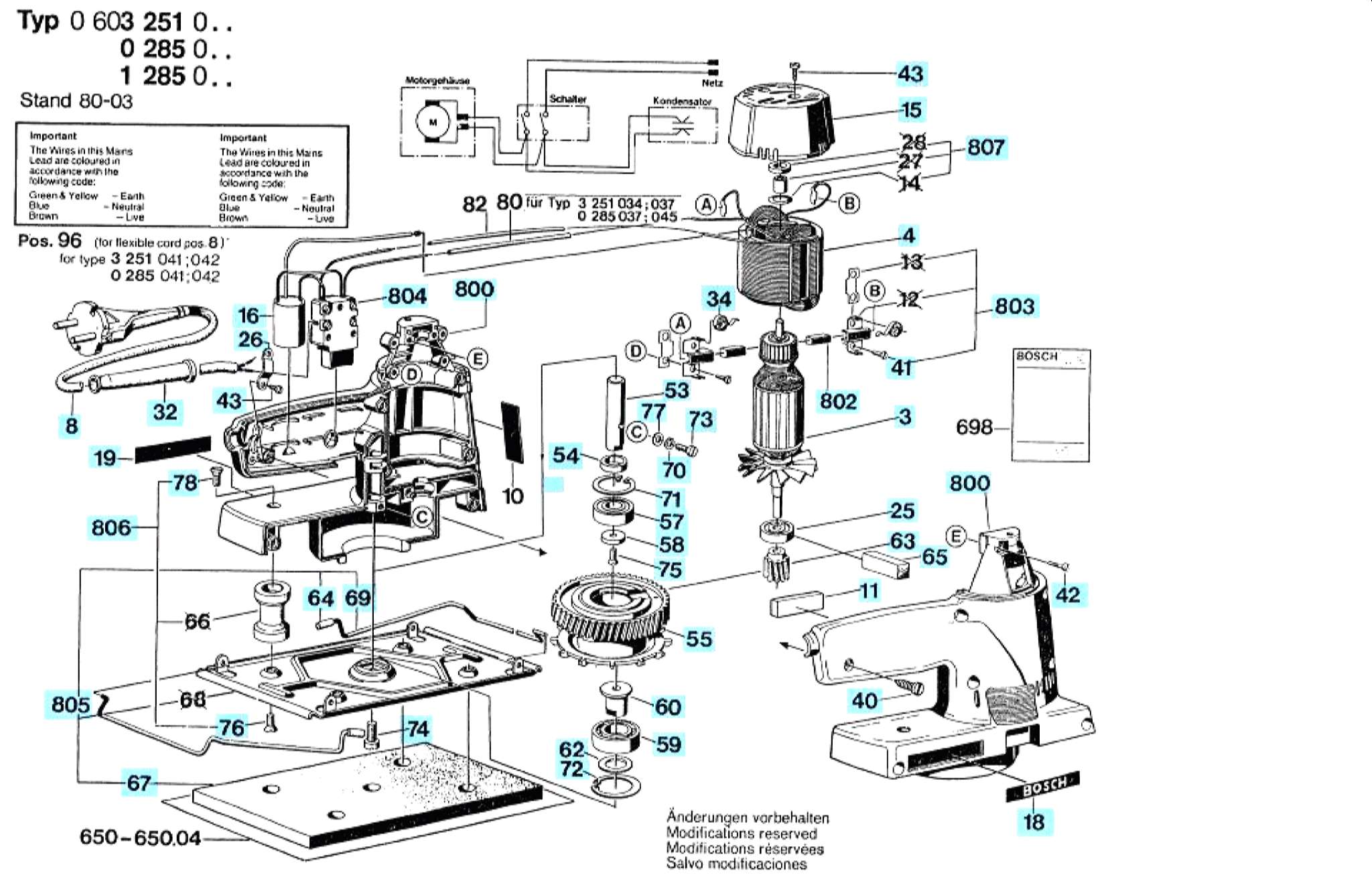 Запчасти, схема и деталировка Bosch (ТИП 0600285003)