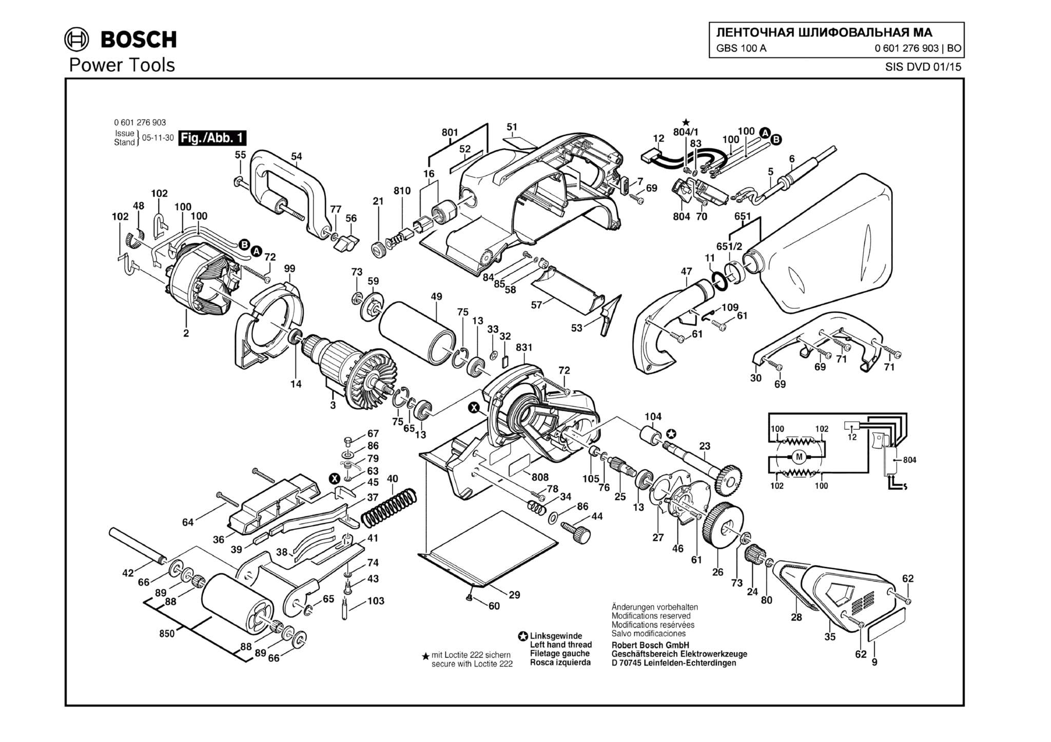 Запчасти, схема и деталировка Bosch GBS 100 A (ТИП 0601276903)