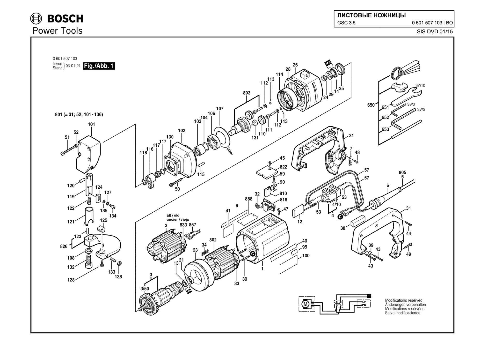Запчасти, схема и деталировка Bosch GSC 3,5 (ТИП 0601507103)