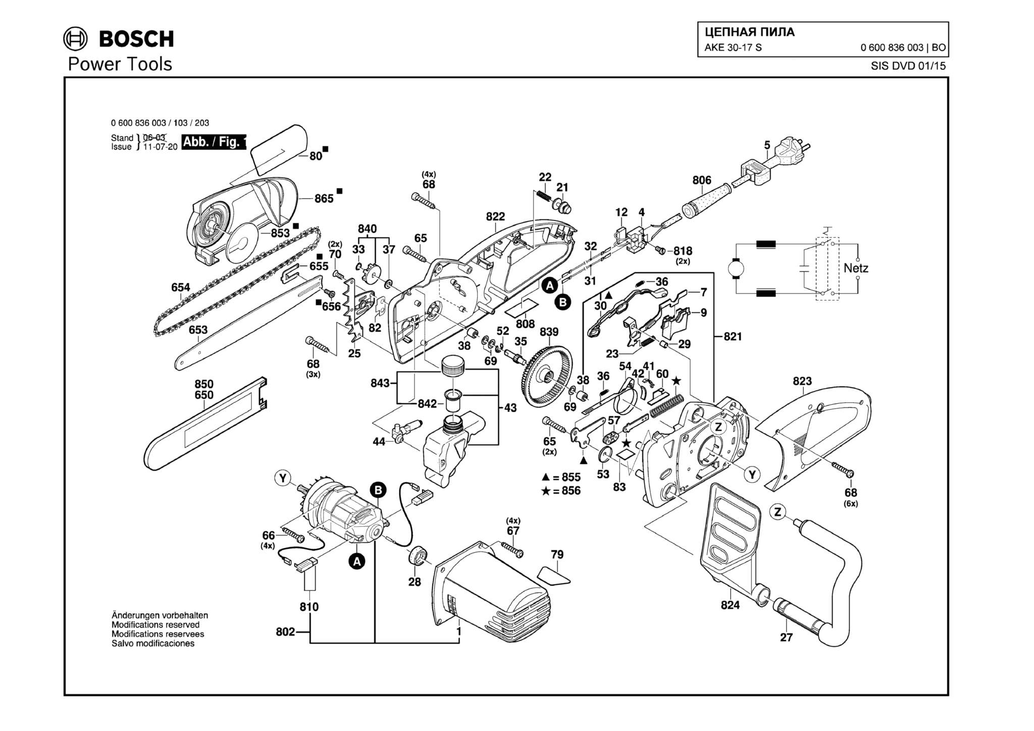 Запчасти, схема и деталировка Bosch AKE 30-17 S (ТИП 0600836003)