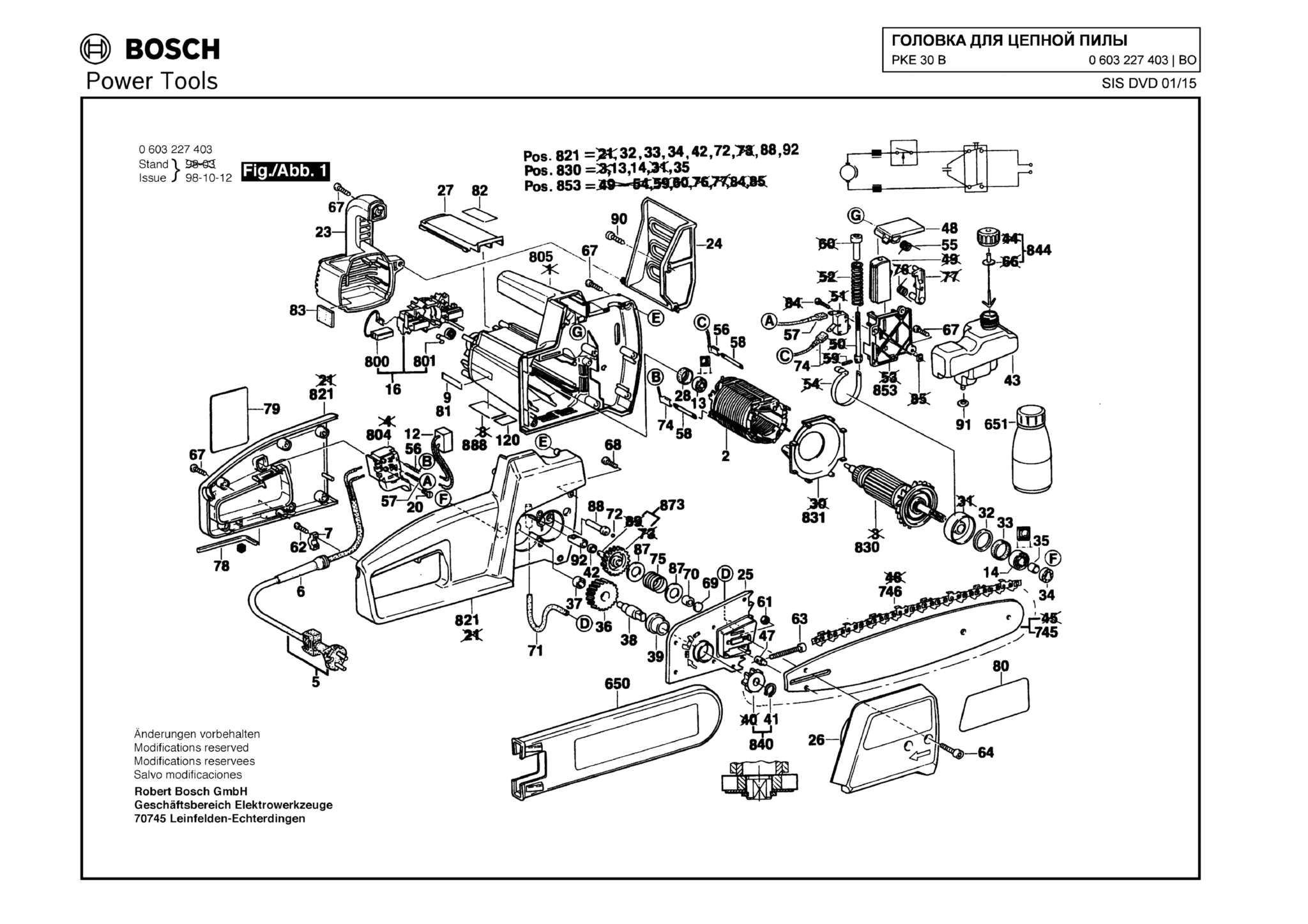 Запчасти, схема и деталировка Bosch PKE 30 B (ТИП 0603227403)