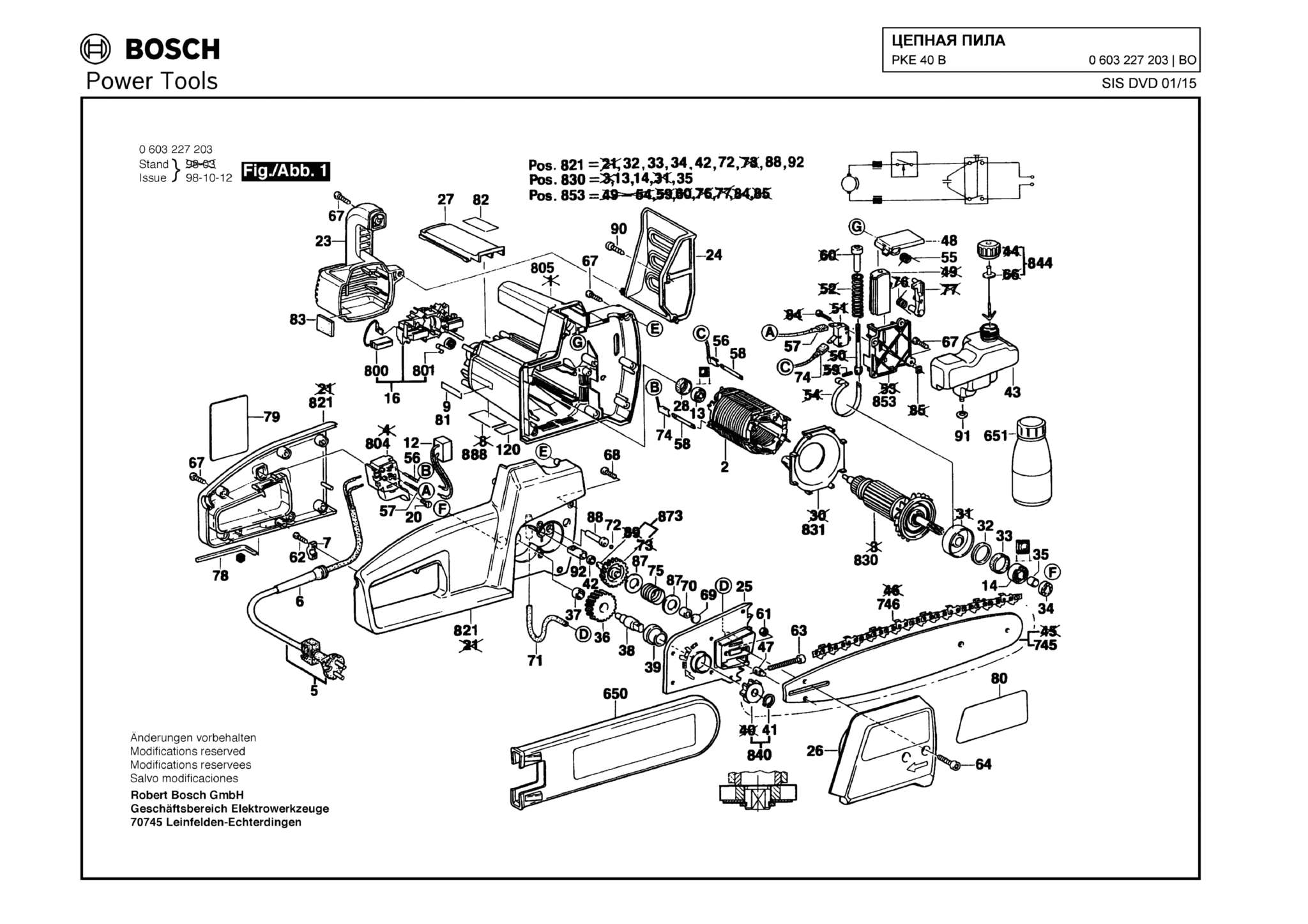 Запчасти, схема и деталировка Bosch PKE 40 B (ТИП 0603227203)